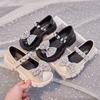 Girls Fashion Princess Shoes New Children Summer Breathable Mary Jane Sandals Glitter Bow Soft Bottom Anti-skid Casual Sandals