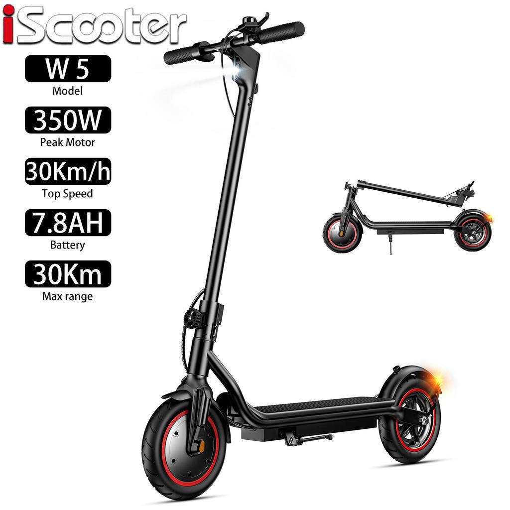 Electric Scooter Foldable iScooter W5 350W Motor Electric City Scooter Top Speed 30Km/h 36V 7.8AH Range 30Km Load 120Kg