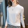 Modal bottoming shirt women's white crew neck summer new long-sleeved inner top thin