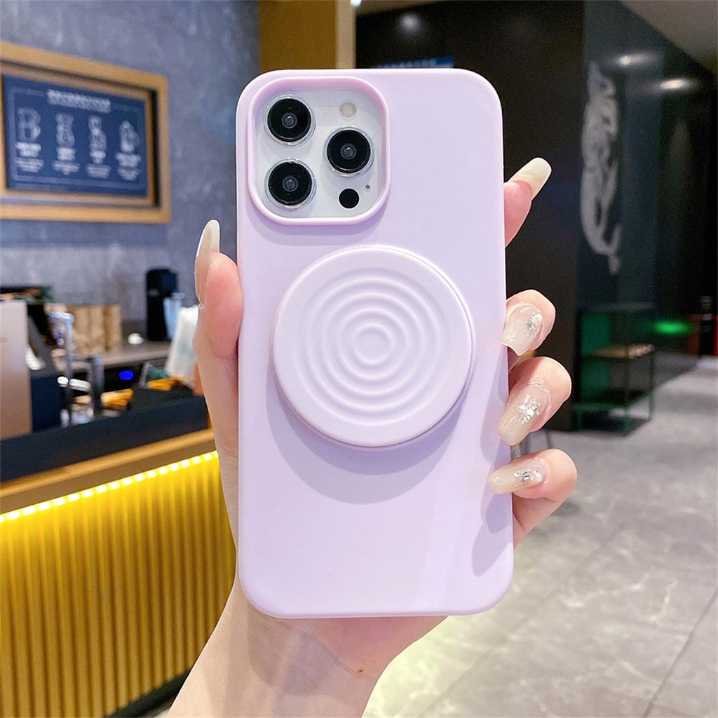 Matte Water Ripple Bracket Solid Phone Case for IPhone 17 Air 16 15 14 Pro Max 13 Holder Shockproof Silicone Protective Cover