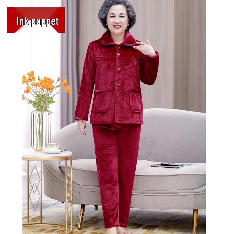 

Elderly Women s Thickened Winter Pajama & Homewear Set XL