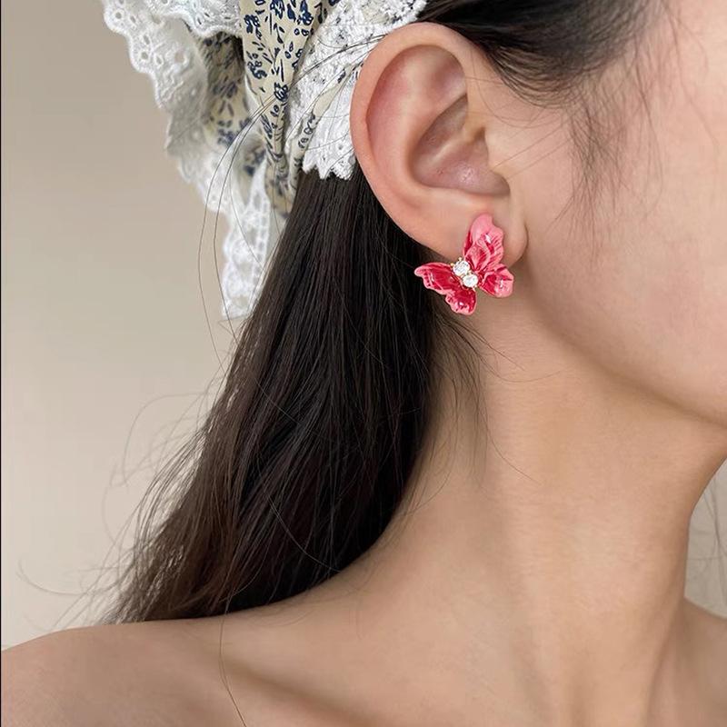 Super Fairy Drop Glaze Butterfly Ear Clips Without Ear Holes, Niche Design Sense, Fashion Stud Earrings, Sweet Temperament,mosquito Coil Disc Earrings