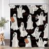 Horror Halloween Shower Curtain Forest Dead Trees Tombstone Crow Black Cat Skeleton Bath Curtains Home Bathroom Decor with Hooks