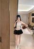 European Style Pink Ruffle Hem Knit Short Sleeve Casual Fashion Top