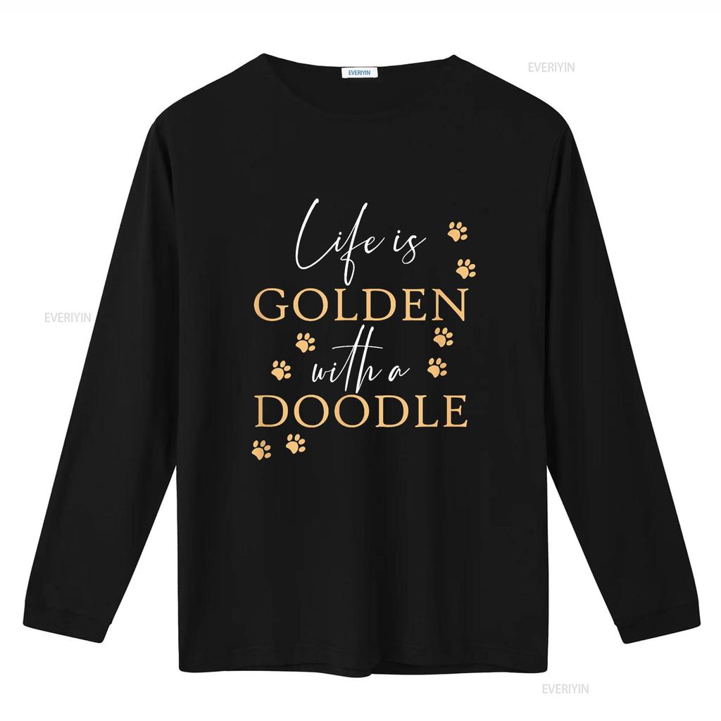 Life Is Golden With A Doodle Cute Goldendoodle Dog Lover T Shirt vintage Washed Comfortable Casual Stretched