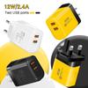 EU/US/UK 40W Charger Plug 2USB Quick Charge Adapter for iPhone/Xiaomi/Samsung