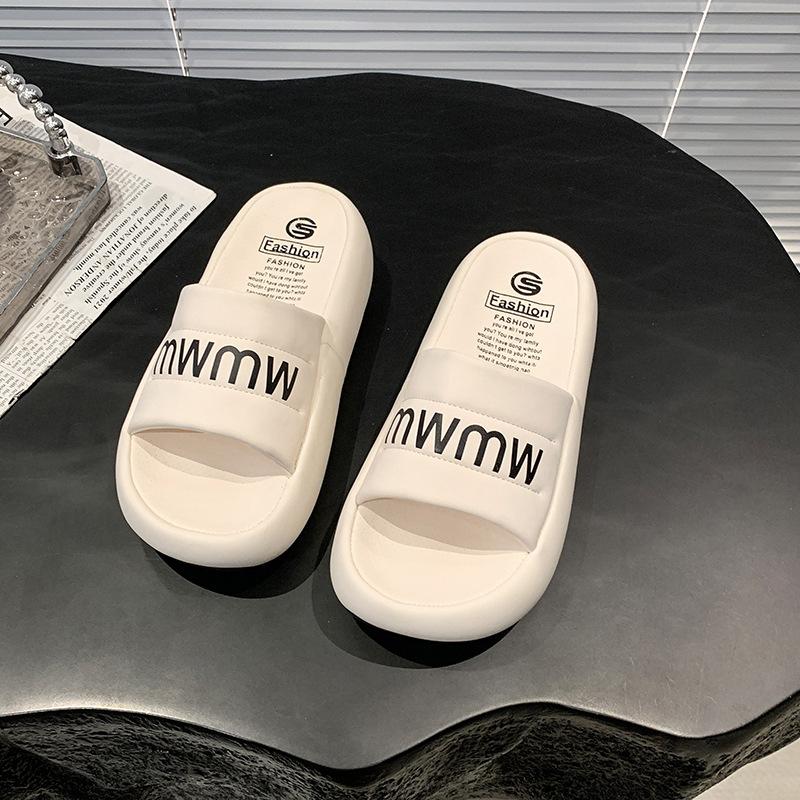 

One-word drag women s new outer wear women s casual versatile, comfortable and fashionable flat-bottomed thick-soled slippers in the summer of 2025 40 бежевий