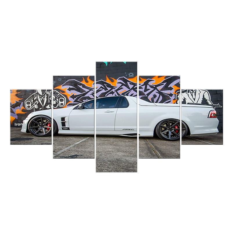 

Белый спортивный автомобиль в рамке 5 панелей, настенная художественная печать, живопись, современная модульная картина, домашний декор, украшение для гостиной, картины без рамки 20x35cm*2 20x45cm*2 20x55cm*1