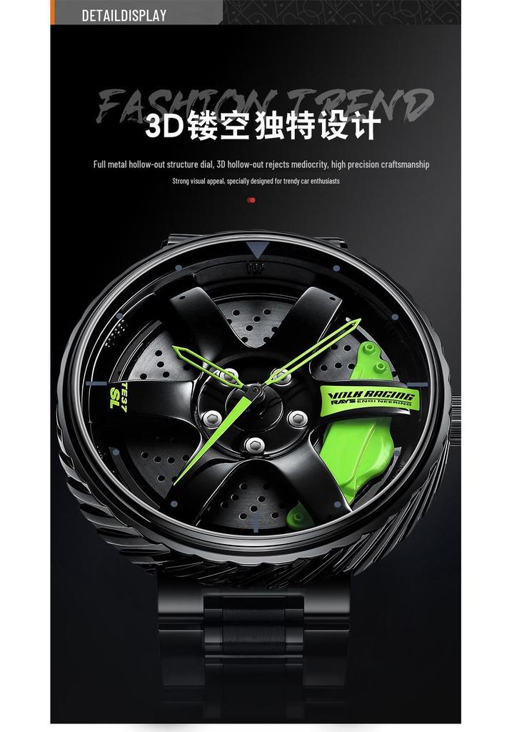 SVJ Men's Large Dial Waterproof Luminous Wristwatch with 3D Hollow Design