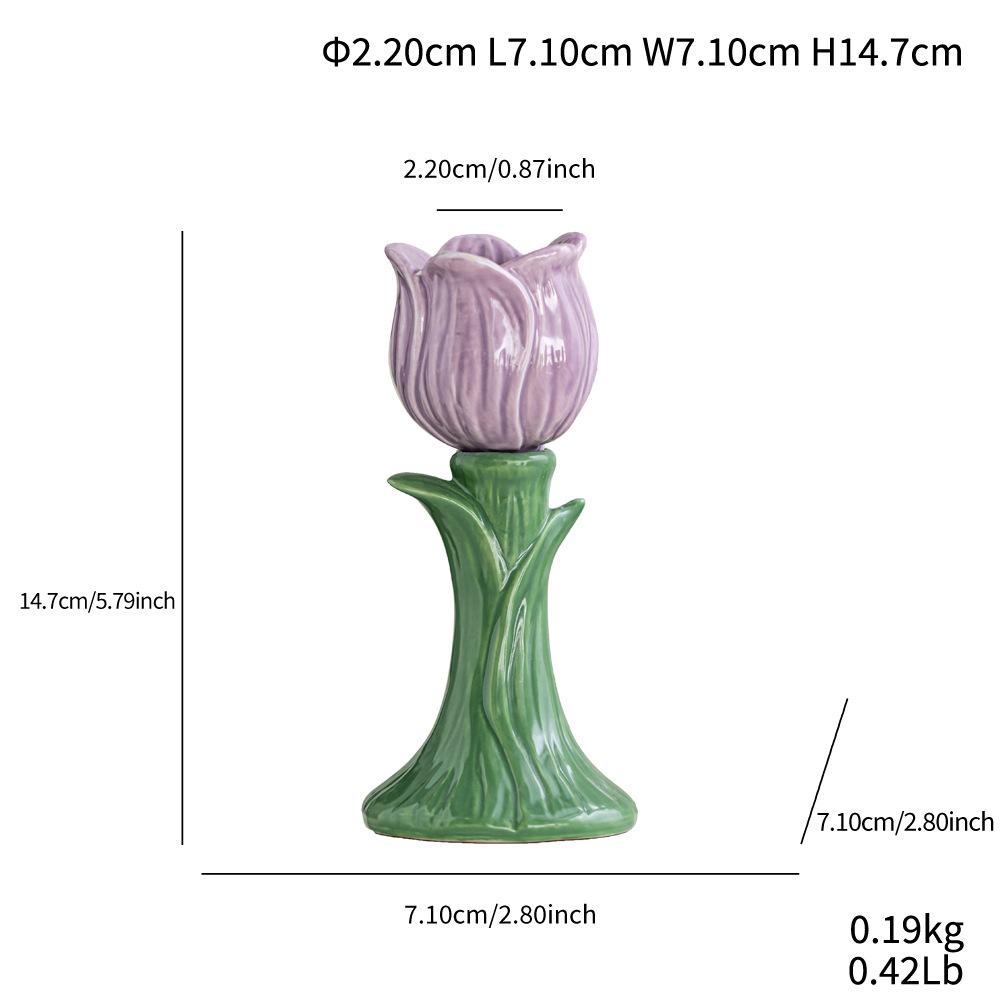 

Modern Simple Hand-painted Flower Ceramic Candlestick Small Fresh Home Restaurant Candlelight Dinner Photography Props фіолетовий