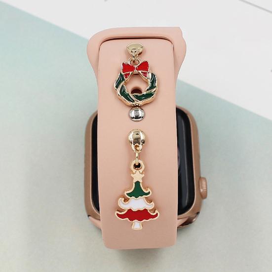 Watch Band Decoration Ring Festive Enamel Colorful Geometric Smooth Decorative Gift Christmas Tree Santa