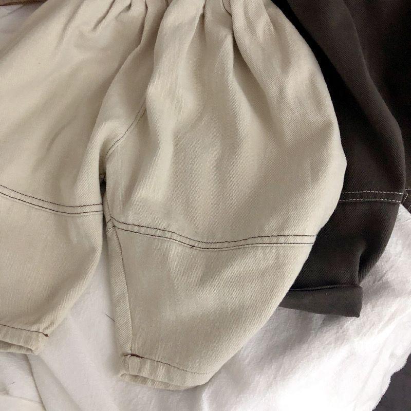 Pantaloni tip lanternă moi coreeni unisex pentru bebeluși cu cusături contrastante - Stil harem la modă