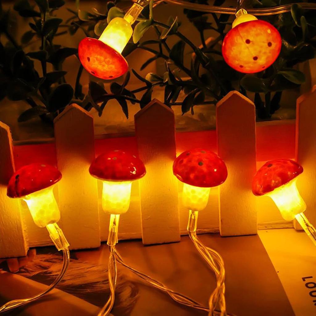 Plug in Mushroom String Lights, 100 LED Wire Light for Valentines Day, Weddings, Birthdays Family Dinners and Party