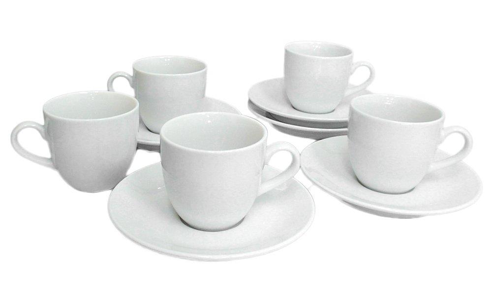 Hotel-style Coffee Cup and Saucer Set (5 Pieces), Basic White, Mino Ware, for Commercial Use