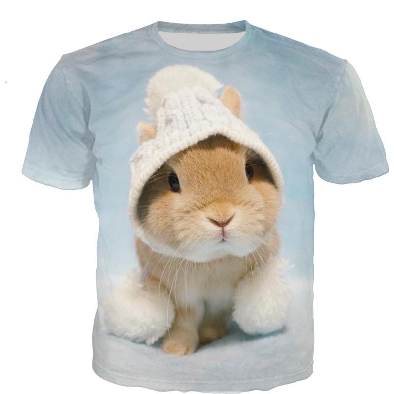 Funny Hamster Rabbit Animal 3D Print T-Shirts Summer Men Women Casual Oversized Short Sleeve T Shirt Male Tees Tops Man Clothing
