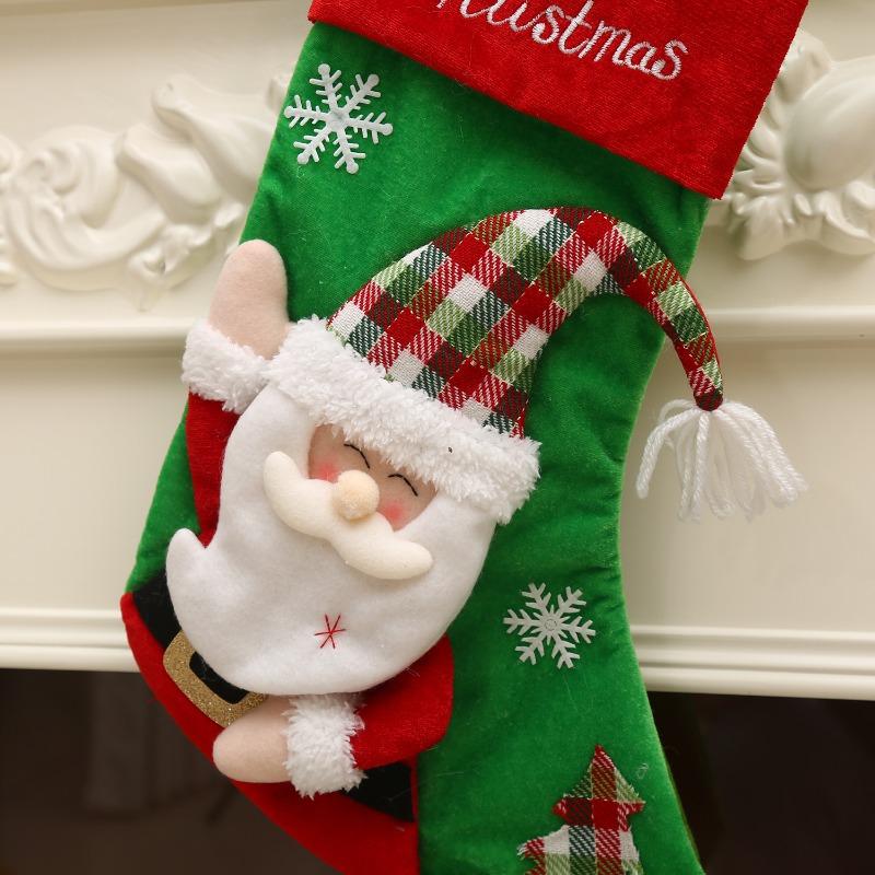 Children's Cartoon Style Christmas Stockings Christmas Tree Pendant Decoration Shopping Mall Family Scene Arrangement Props Gift Bag