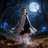 Witch Costume Cloak With Polyester Fabric For Halloween Cosplay And Costume Parties