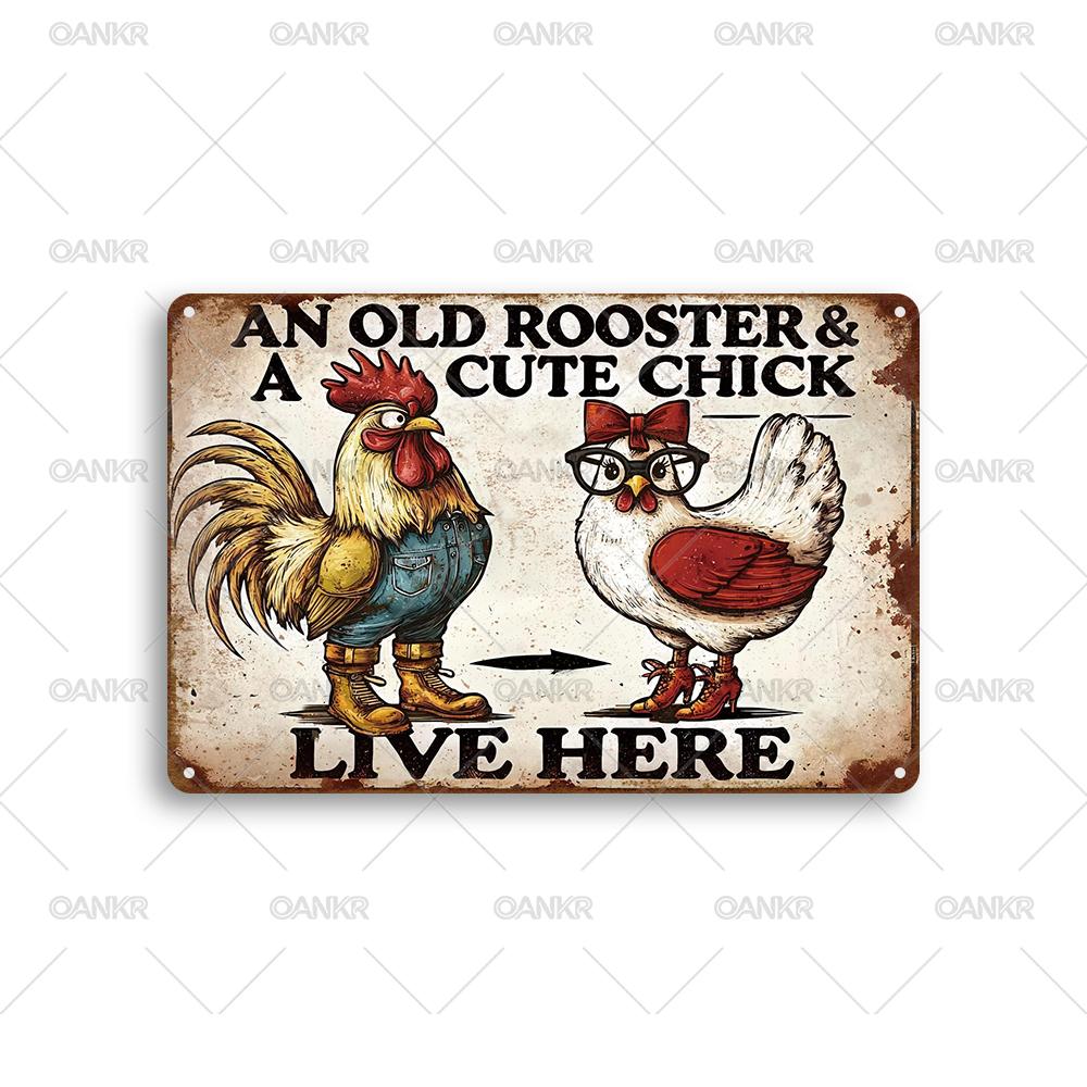 Humoristisches Hühnerstall Kunstposter Metallblechschild Vintage Farm Fresh Metallschilder für Bauernhof Garten Haus Wanddekoration Plaketten