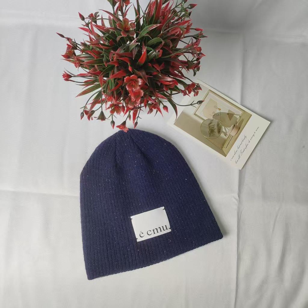Ins New Cloth Label Letter Wool Hat Women's Autumn and Winter Outdoor Warm Versatile Fashion Knitted Hat Men