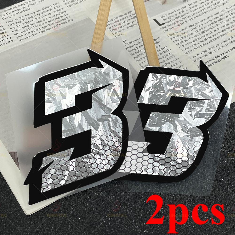 2PCS Honeycomb Arabic Numerals Silver Carbon Fiber Motorcycle Sticker Waterproof for Helmet Front Fairing Scooter Vinyl Decals