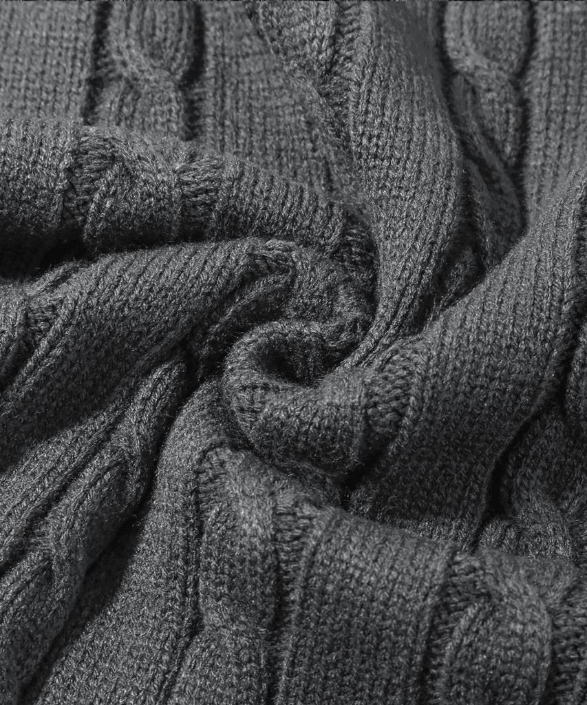 TRILLION Washable Half-Zip Collared Cable Knit (Charcoal)