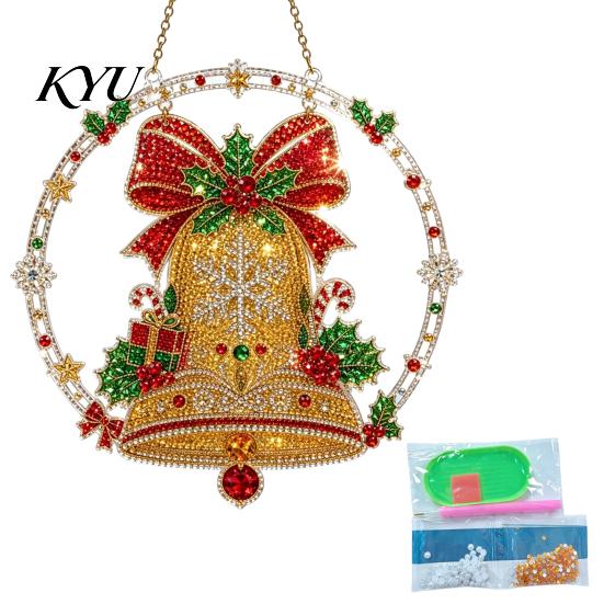 Hantverkspaket med jultema Jul Faux Diamantkonst Prydnad, DIY Jultomte Solfångare Kit, Strass Akryl Hängande Prydnader Julkrans