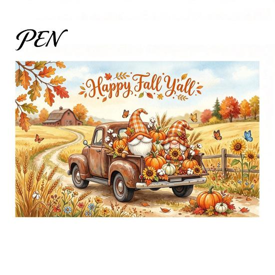 Family Gathering Autumn Celebration Decor 70 x 45 Inch Fall Pumpkin Backdrop, Harvest Gnome Decorative Scene for Party Scarecrow Photography