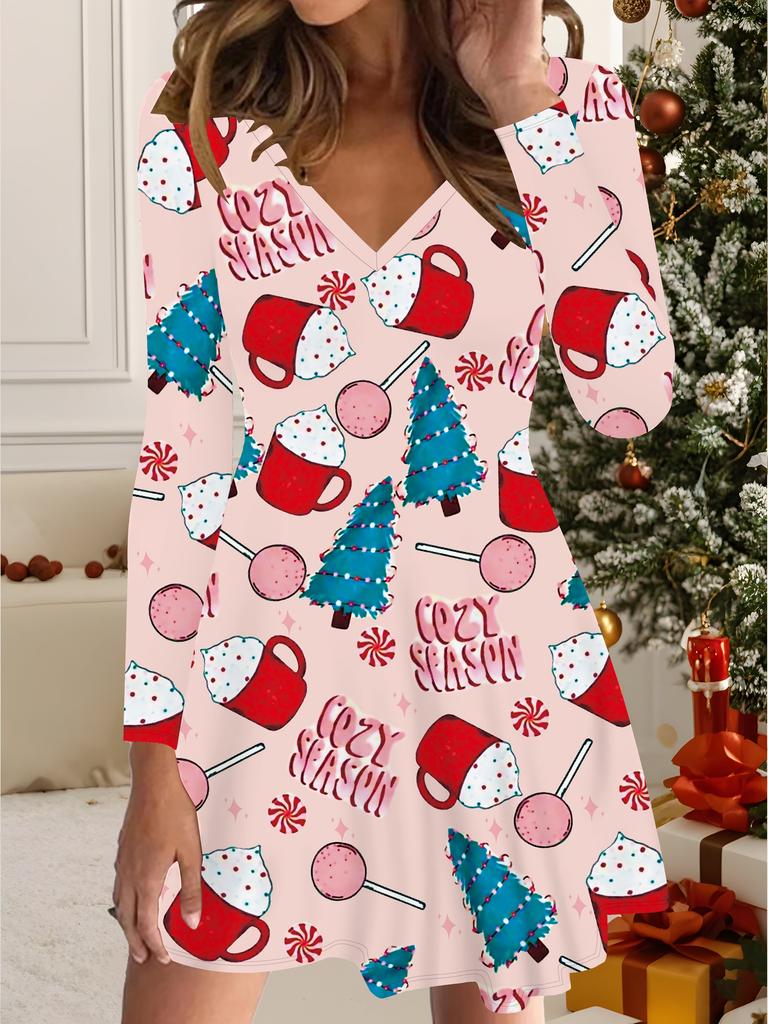 Sukienka Drukowana 3D Ekskluzywny Modny Element dla Kobiet na Jesień i Zimę Edycja Świąteczna