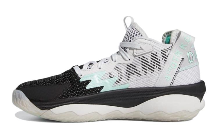 Adidas D Lillard 8 Slip Resistant Cushioning Abrasion Resistant Mid top Performance Basketball Shoes White Black GY2907 36