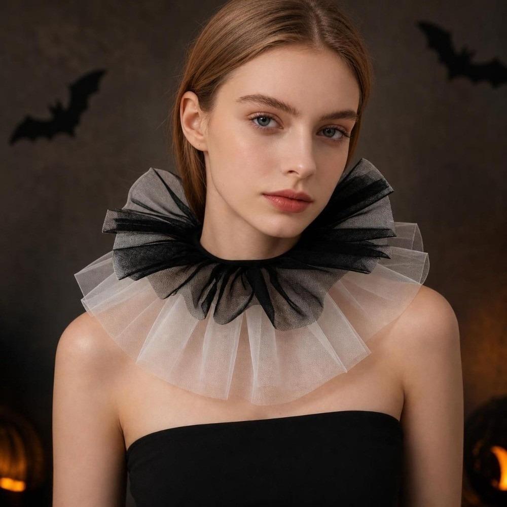 Detachable Fake Collar Shawl Ruffle Mesh Makeup Neck Shawl Vintage Neck Collar  Cosplay Event