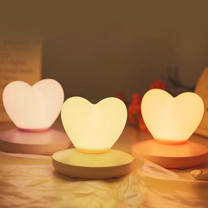 Lamp Night Usb Cartoon Cute Three Color Love Creativity Shaped Atmosphere Lights