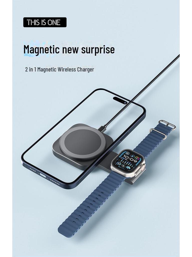 Soporte de Carga Inalámbrico Magnético Compacto 3 en 1 para Apple Watch