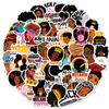 50 Black Leather Beauty Series Stickers European and American Personalized Suitcase Inspirational Emoticon Package Cartoon Funny Little Black Girl