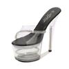 Fashion Women Platform Slippers Nightclub Sexy High Heels Stripper Rhinestone Sandals Outdoor Shoes Luxury Slides Pvc Transparent Heels