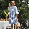 Women's Clothing Popular European Summer Striped Loose Five-quarter Sleeve Dress
