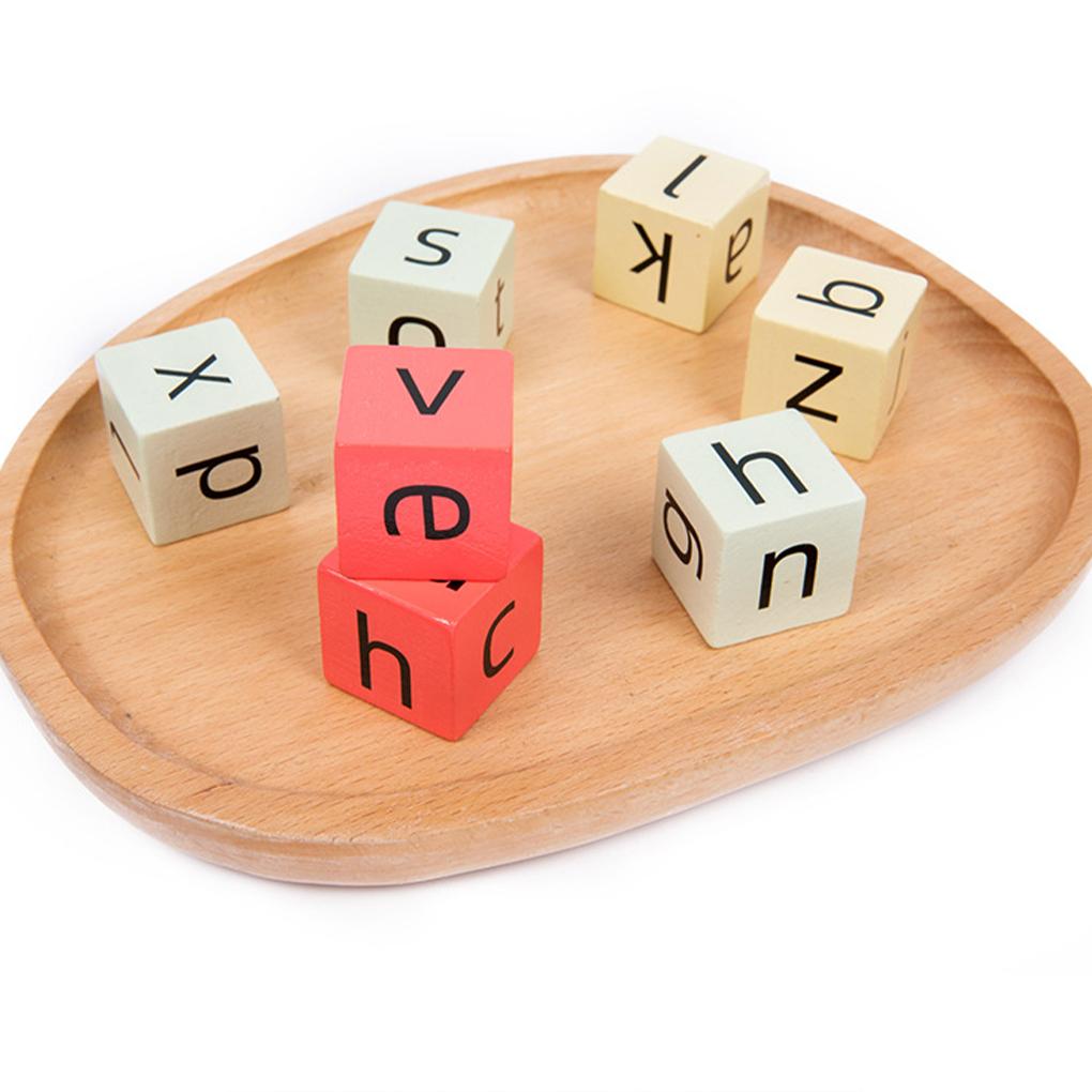 Word Matching Blocks Cognitive Pairing Toy For Learning Children Wooden Montessoris Letters Block