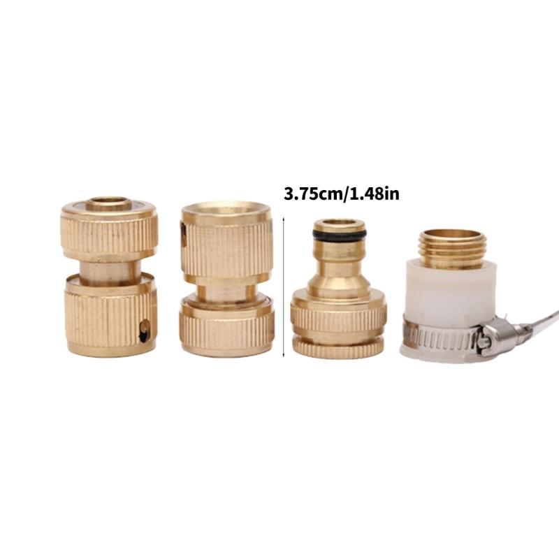Universal Brass Water Hose Couplers 4Pcs Set Quick Connects Leakproof Fittings For Various Pipe Diameters