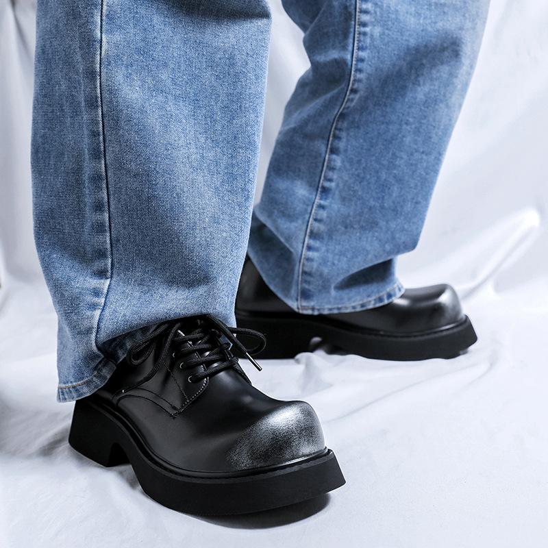 Fashion NEW Leather Women Men's Big Shoes Scalp Shoes Round Head Thick Bottom Soft Leather Retro Shoes Warm Boots BIG Size 45 46 48