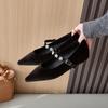 Fashion Height Increaed High Heels Within 5cm Pointed Toe Women's 2025 New French Retro Shallow Mouth Mary Jane Shoes