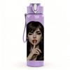 1PC Dark Haired Lady Quiet Portrait 750ml Color Plastic Sports Water Bottle Leakproof Flip Straw Lid For Sports Office Home Use