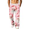 Men's Fashion Casual Loose Wide Leg Christmas Print Sweatpants with Pockets for Holiday