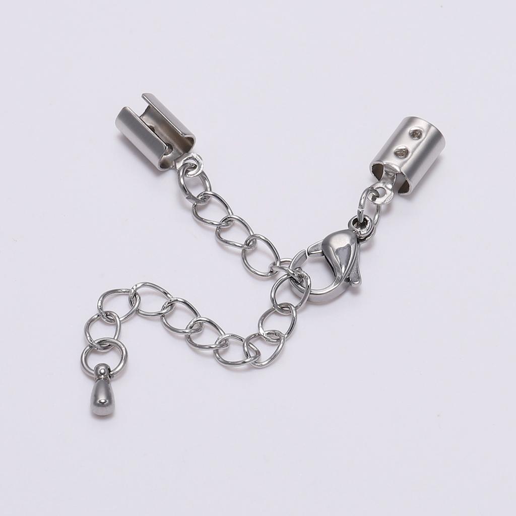 5pcs/lot Fit 1-5mm Leather Cord Clips Stainless Steel Extender Chain Lobster Clasp Connector For DIY Jewelry Making Bracelet