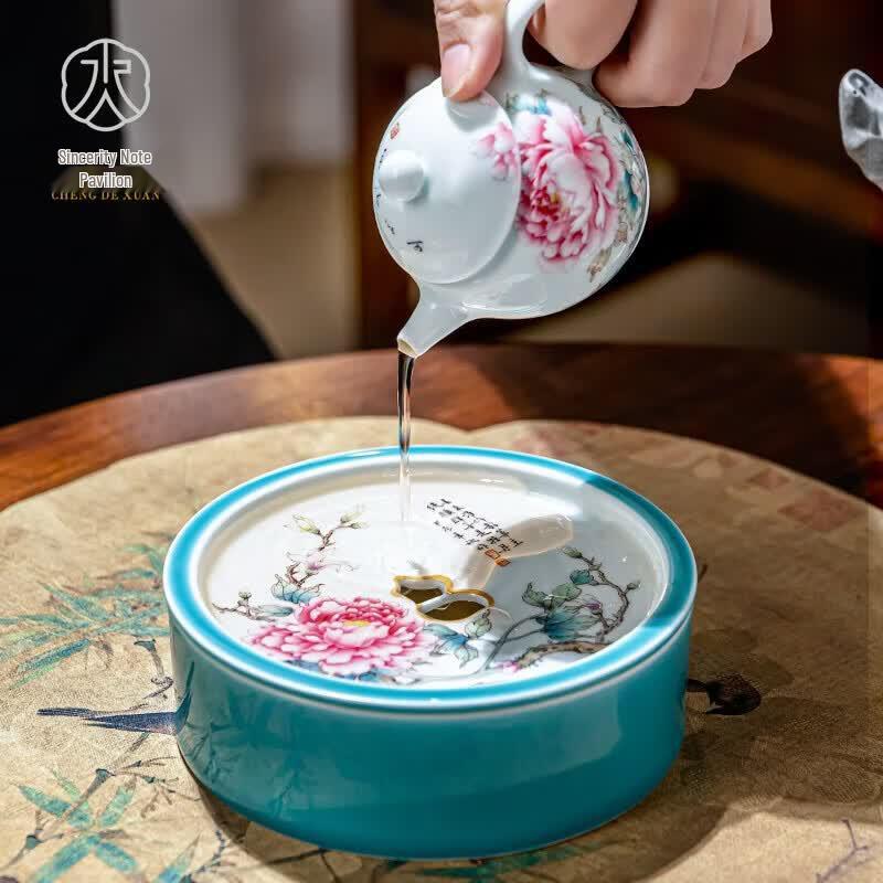 Chengdexuan Hand-painted Peony Ceramic Teapot