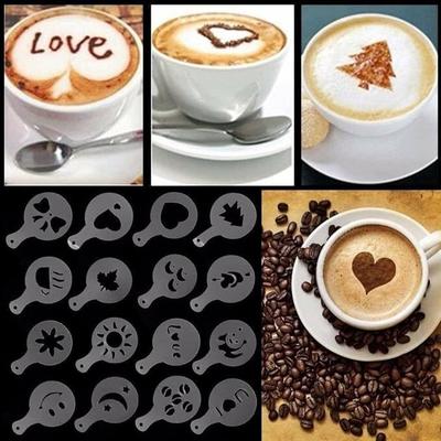 RSINC16 Pc Coffee Shape Print Coffee Shape Maker Cappuccino BaristaStencils Moul B09MC2K18R