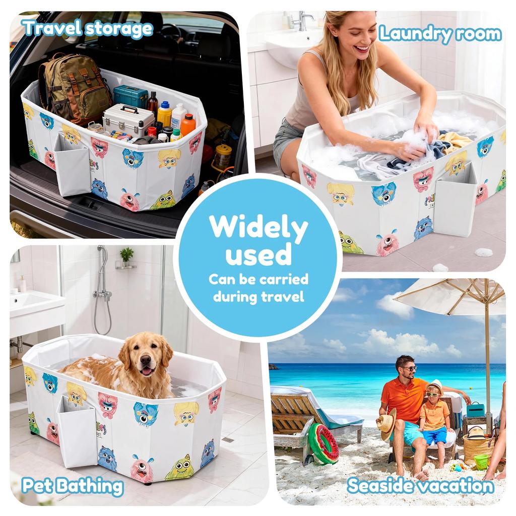 Foldable Baby Bathtub Multifunctional Portable Bath Tub Large Toddler Bath for Age 0-8 Suitable for Travel and Small Spaces