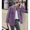 Women Plus Size Fleece Lined Zip Up Stand Collar Loose Winter Coat