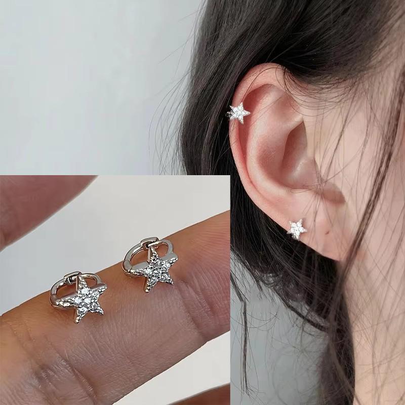 VENTFILLE 925 Sterling Copper Star Earring for Women Girl Personal Originality Trend Hip Hop Neutral Zircon Gift Dropshipping