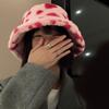 Faux Fur Love Heart Bucket Hat Thicken Winter Plush Hat Retro Plush Fisherman Hat  Autumn