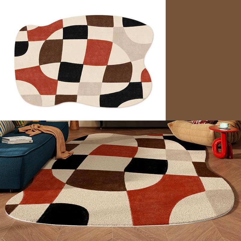 

Living Room Carpet Sofa Coffee Table Rug Irregular Non-slip Floor Mat Machine Washable Soft Bedroom Rugs Retro Home Decoration 50x80cm