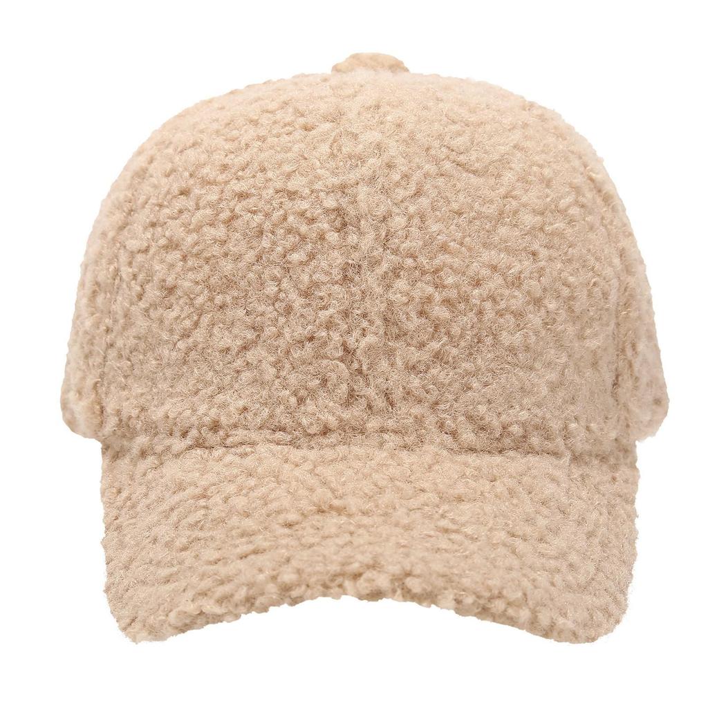 Women's Thickened Teddy Fleece Baseball Cap with Velcro - Autumn/Winter Trendy Lambswool Hat
